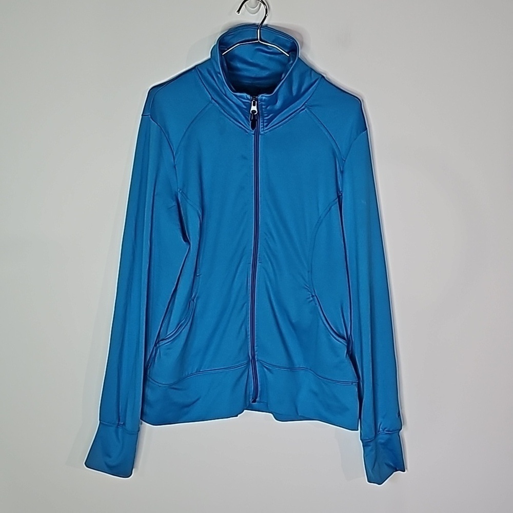 Champion large blue zip up athletic jacket